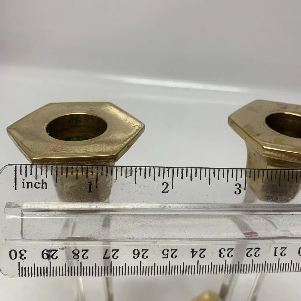 Vintage Party Lite Brass Lucite Candlestick Holders Pair 7" Romantic READ - Picture 4 of 16
